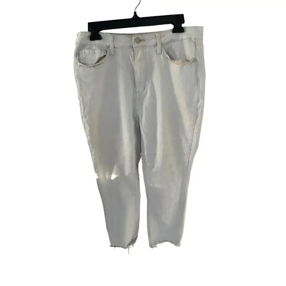 Judy Blue Skinny Fit White Raw Hem Jeans - Picture 1 of 4